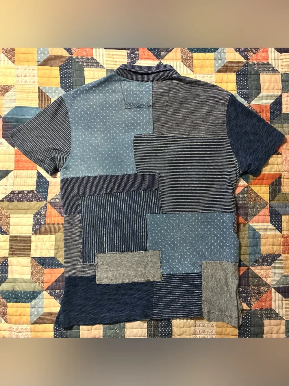 VTG. 90’s POLO RALPH LAUREN PATCHWORK POLO SHIRT- SIZE LARGE